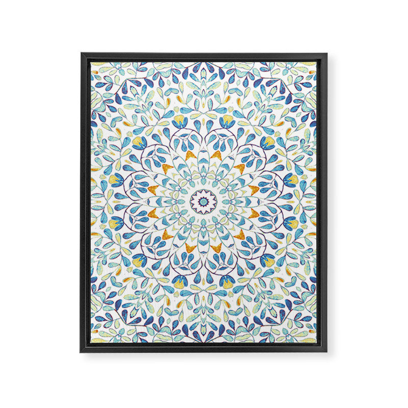 Beautiful Mint Green & White Moroccan Mandala Art Framed Canvas Print Gallery Image 8