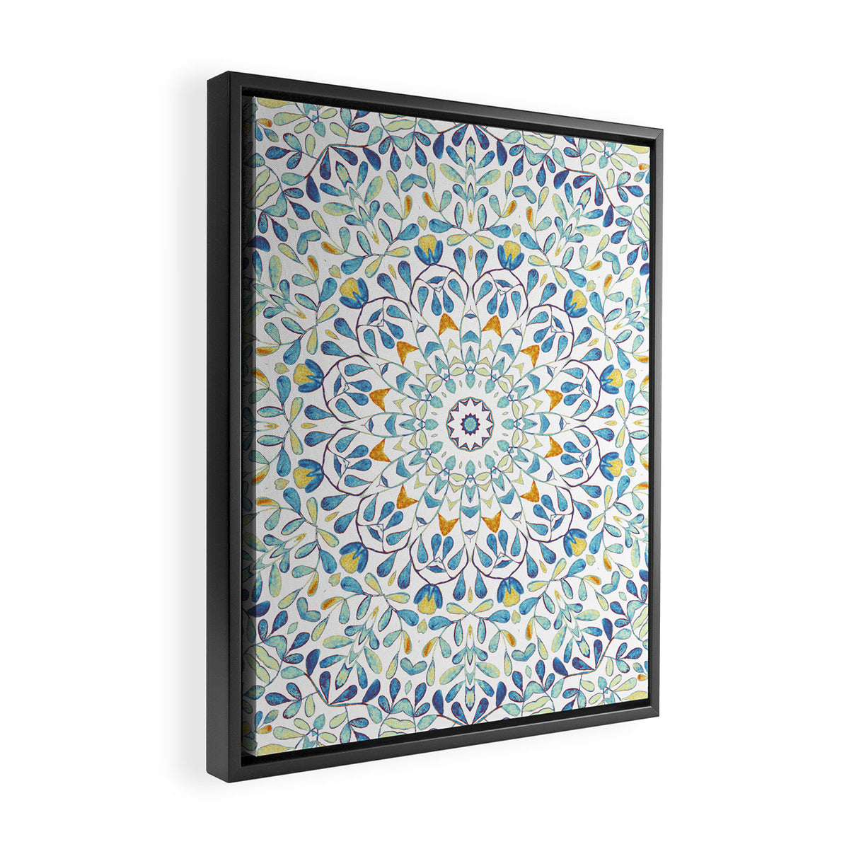 Beautiful Mint Green & White Moroccan Mandala Art Framed Canvas Print Gallery Image 2