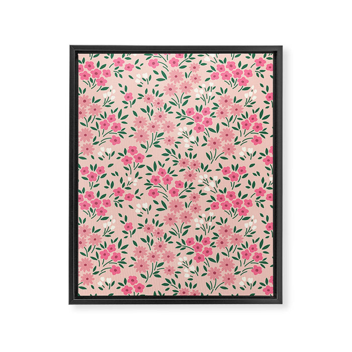Blush Pink Ditsy Floral Pattern Framed Canvas Print Gallery Image 1