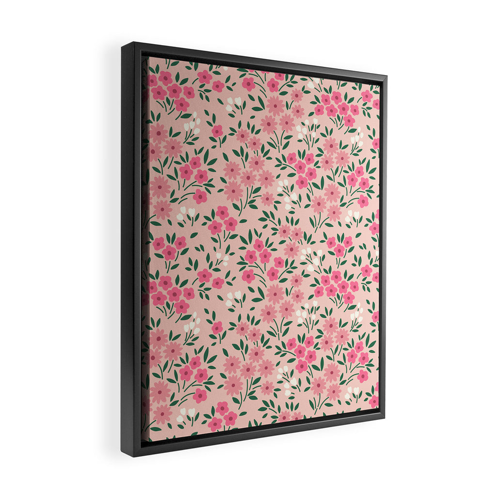 Blush Pink Ditsy Floral Pattern Framed Canvas Print Gallery Image 2