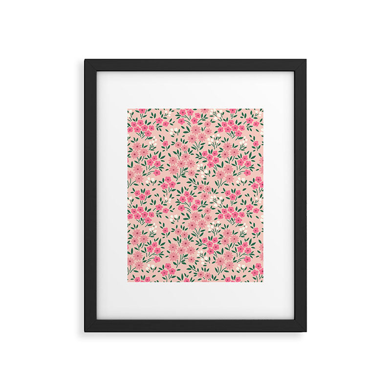 Blush Pink Ditsy Floral Pattern Framed Art Print Gallery Image 6