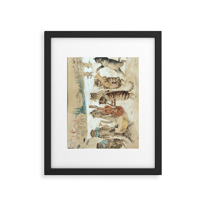 'Carol Singing Cats' Funny Vintage Christmas Louis Wain Framed Art Print Gallery Image 1