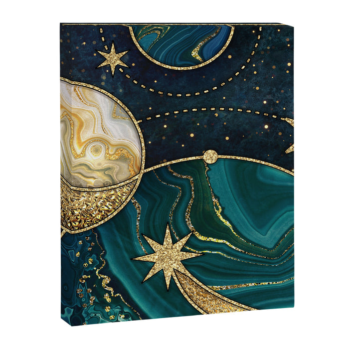 Celestial Starry Emerald Gold Cosmos Canvas Print Gallery Image 1