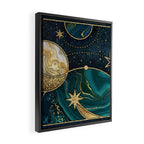 Celestial Starry Emerald Gold Cosmos Framed Canvas Print Gallery Image 2