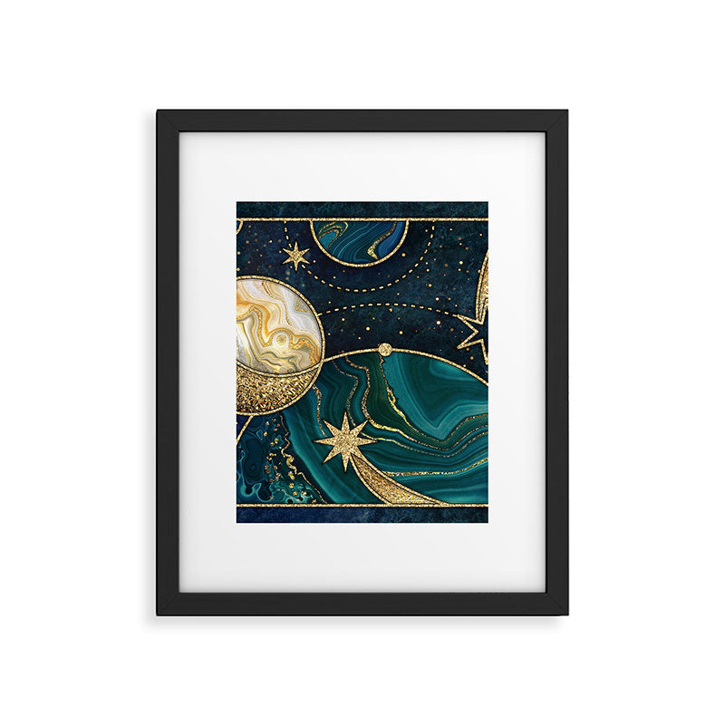 Celestial Starry Emerald Gold Cosmos Framed Art Print Gallery Image 5