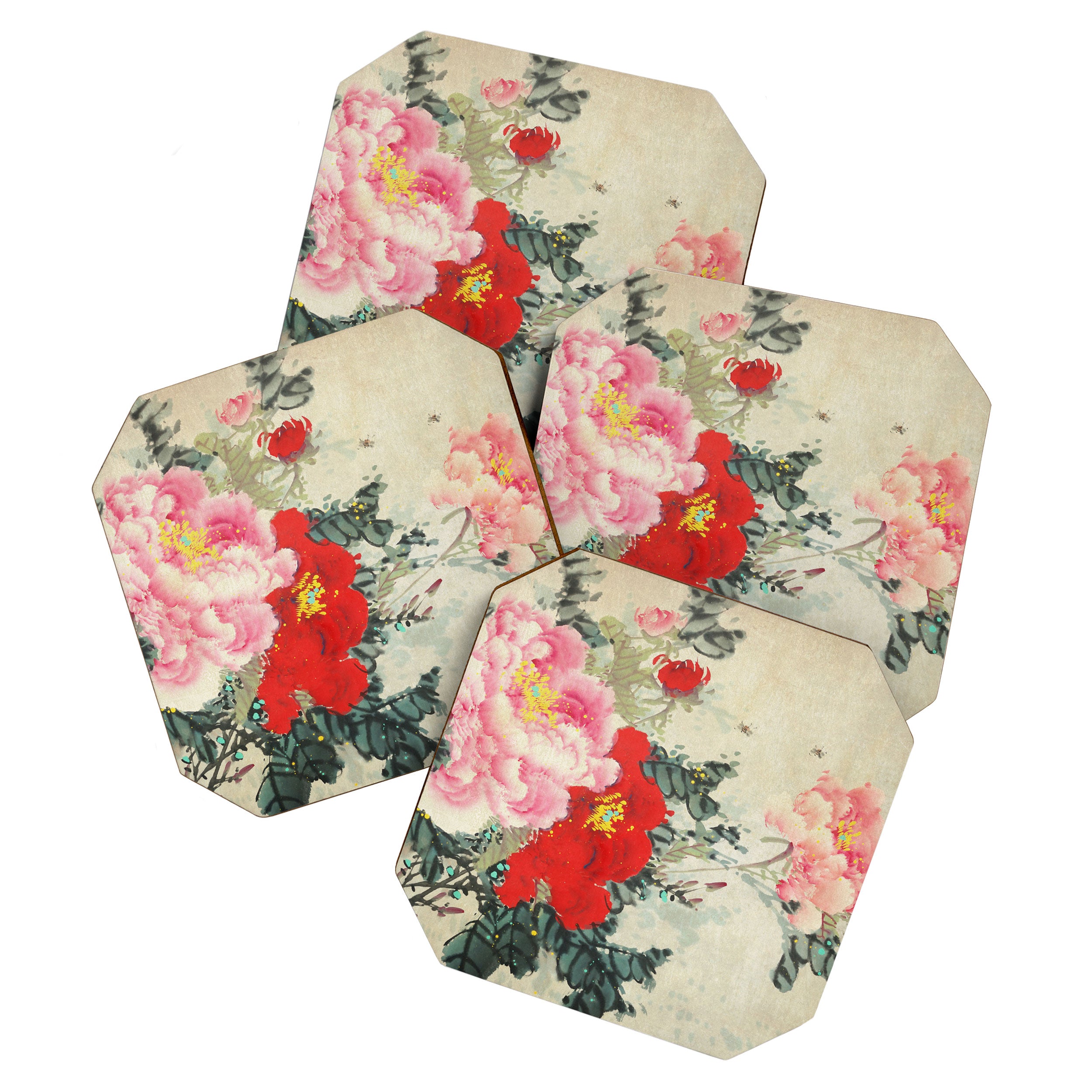 Chinese Peony Blooming Floral Art Coaster Gallery Image 1