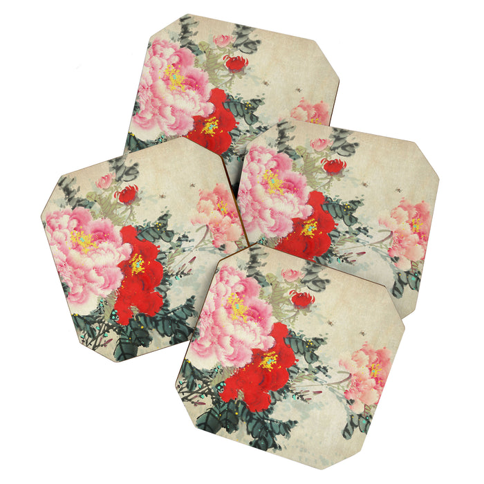 Chinese Peony Blooming Floral Art Coaster Gallery Image 1