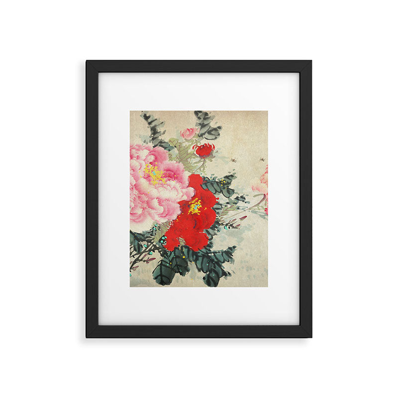 Chinese Peony Blooming Floral Art Framed Art Print Gallery Image 5