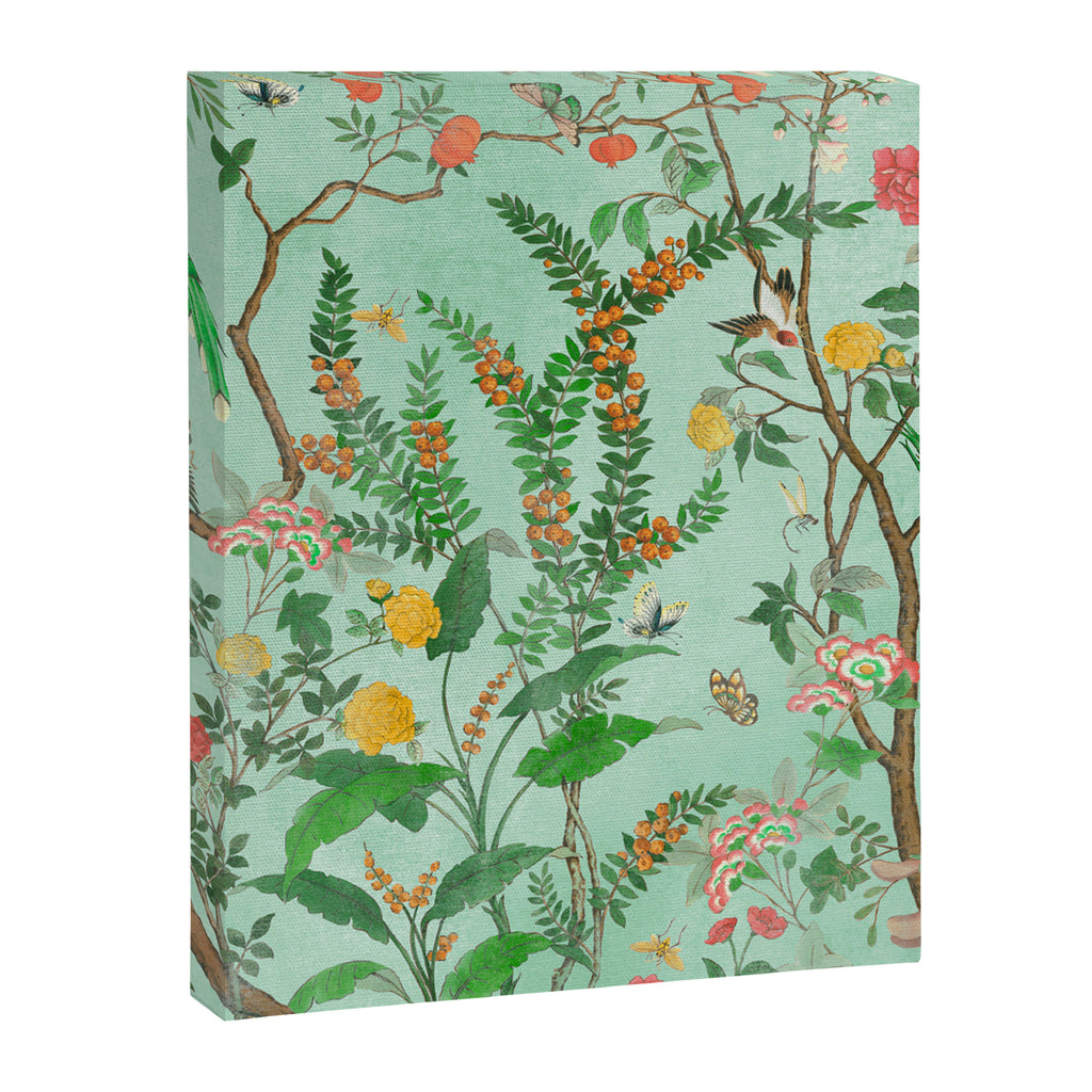 Chinoiserie Aqua Mint Floral Garden Fresco Canvas Print Gallery Image 6