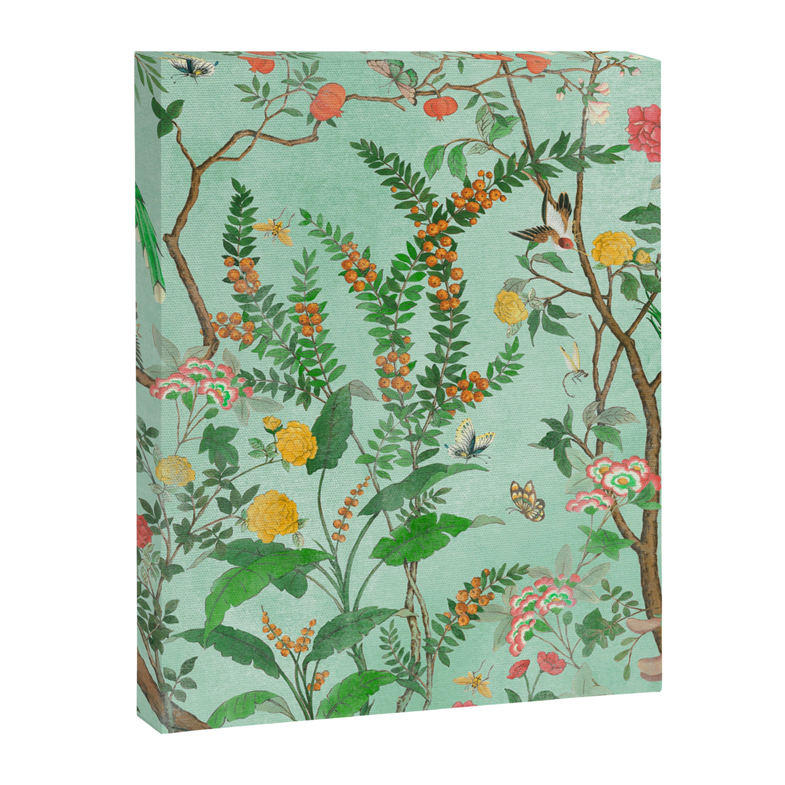 Chinoiserie Aqua Mint Floral Garden Fresco Canvas Print Gallery Image 6