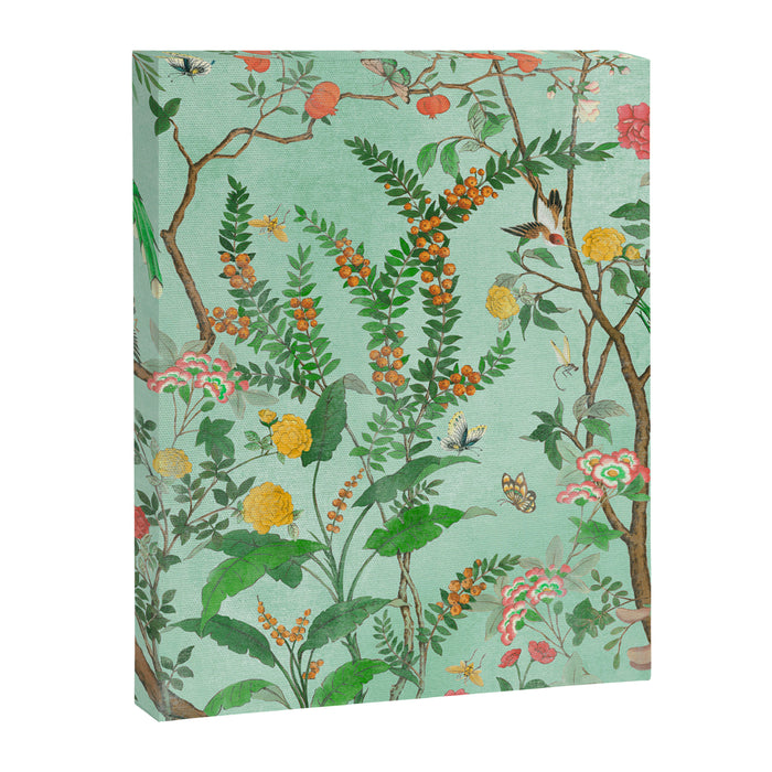 Chinoiserie Aqua Mint Floral Garden Fresco Canvas Print Gallery Image 1
