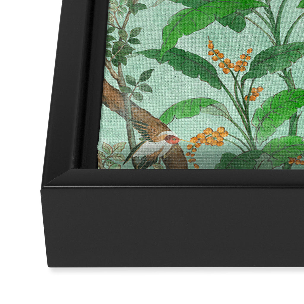 Chinoiserie Aqua Mint Floral Garden Fresco Framed Canvas Print Gallery Image 3