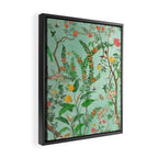Chinoiserie Aqua Mint Floral Garden Fresco Framed Canvas Print Gallery Image 2