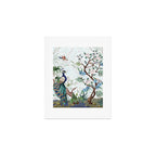 Chinoiserie Aqua Peacock Floral & William Morris Art Art Print Gallery Image 1