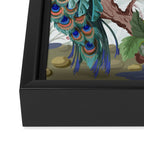 Chinoiserie Aqua Peacock Floral & William Morris Art Framed Canvas Print Gallery Image 3