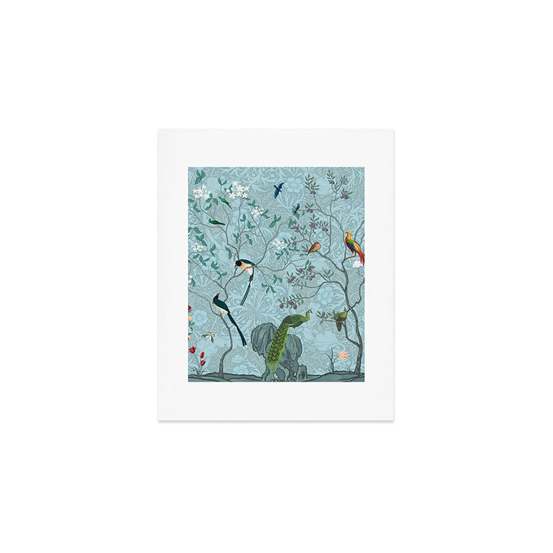 Chinoiserie Aqua Turquoise Garden Fresco & William Morris Art Art Print Gallery Image 1