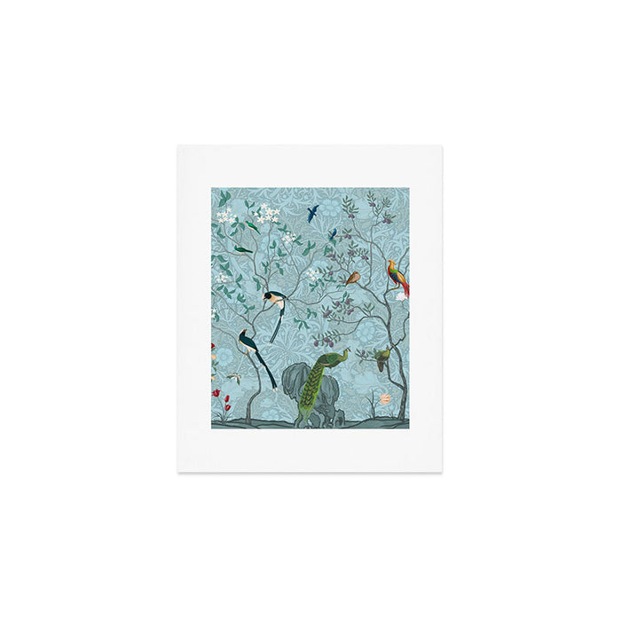 Chinoiserie Aqua Turquoise Garden Fresco & William Morris Art Art Print Gallery Image 1