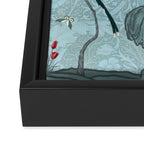 Chinoiserie Aqua Turquoise Garden Fresco & William Morris Art Framed Canvas Print Gallery Image 3