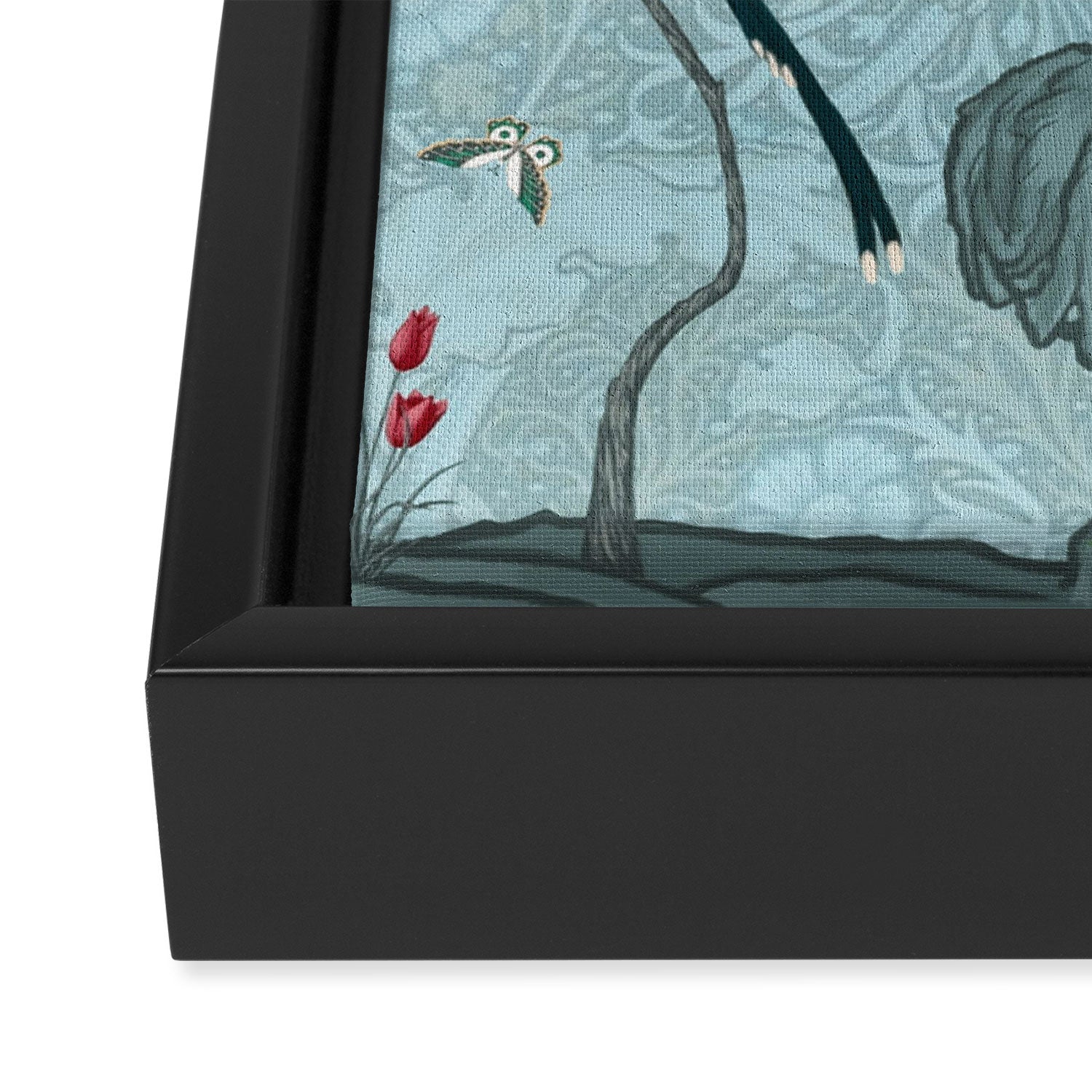 Chinoiserie Aqua Turquoise Garden Fresco & William Morris Art Framed Canvas Print Gallery Image 3