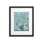 Chinoiserie Aqua Turquoise Garden Fresco & William Morris Art Framed Art Print Gallery Image 6