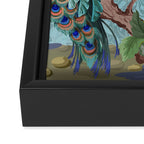 Chinoiserie Aqua Turquoise Peacock Garden & William Morris Art  Framed Canvas Print Gallery Image 3