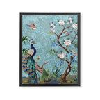Chinoiserie Aqua Turquoise Peacock Garden & William Morris Art  Framed Canvas Print Gallery Image 8