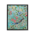Chinoiserie Aqua Turquoise Peony Bird Garden  Framed Canvas Print Gallery Image 8
