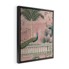 Chinoiserie Blush Pink Peacock Palm Fresco Garden  Framed Canvas Print Gallery Image 2