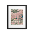 Chinoiserie Blush Pink Peacock Palm Fresco Garden  Framed Art Print Gallery Image 6