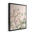 Chinoiserie Blush Pink Peony Blooming Floral Garden Framed Canvas Print Gallery Image 2