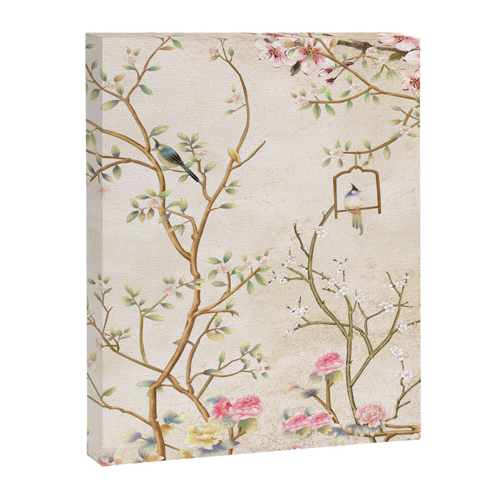 Chinoiserie Cherry Blossom Bird Garden Fresco Canvas Print Gallery Image 1