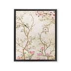 Chinoiserie Cherry Blossom Bird Garden Fresco Framed Canvas Print Gallery Image 6