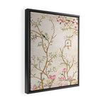 Chinoiserie Cherry Blossom Bird Garden Fresco Framed Canvas Print Gallery Image 2