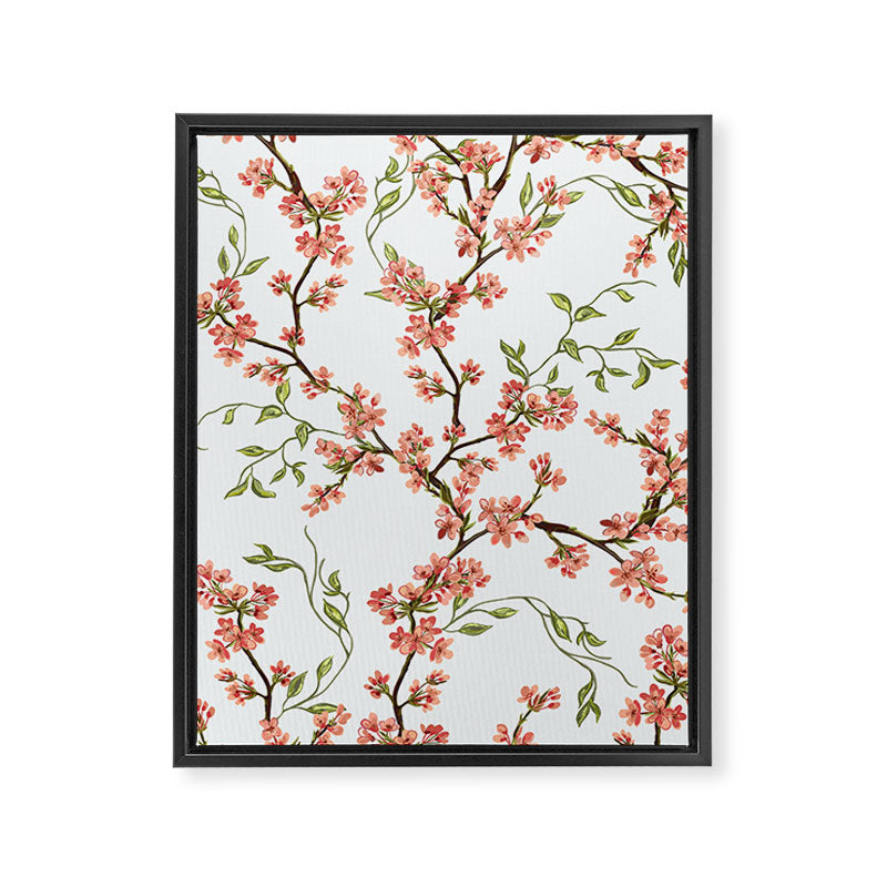 Chinoiserie Cherry Blossom Floral Rose Pink & White Framed Canvas Print Gallery Image 8
