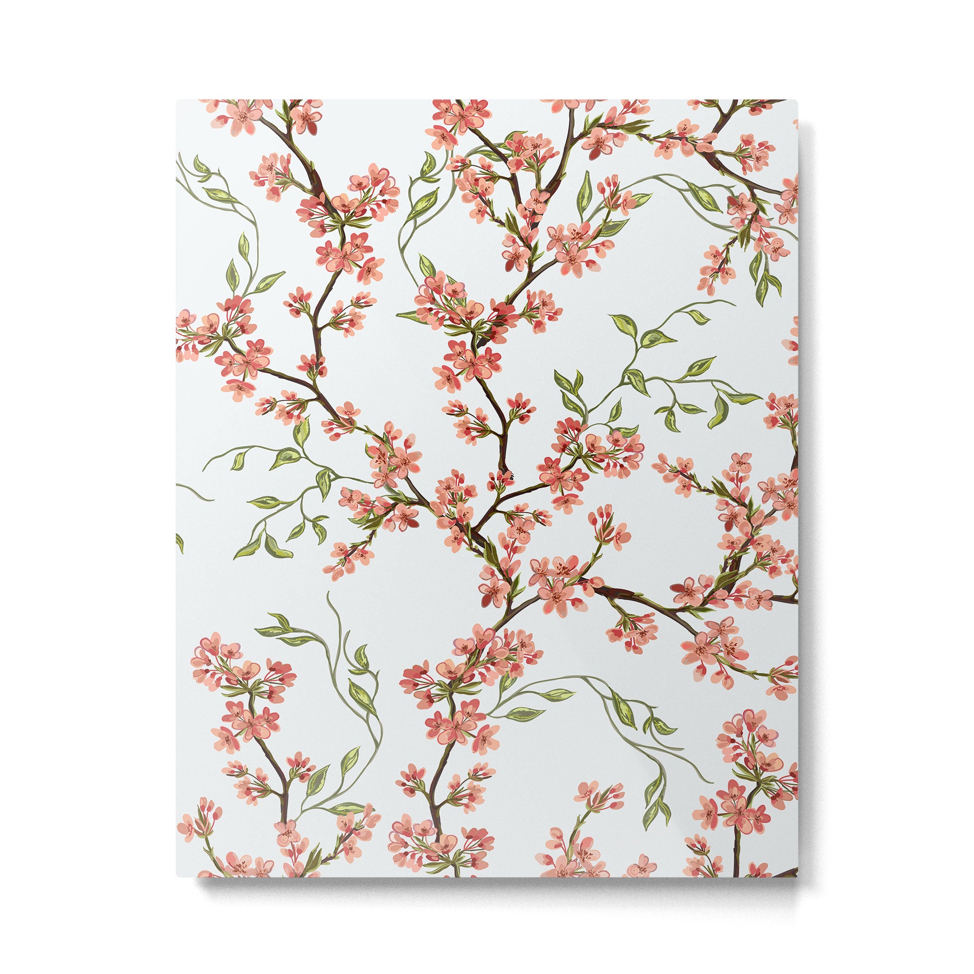 Chinoiserie Cherry Blossom Floral Rose Pink & White Metal Print Gallery Image 6