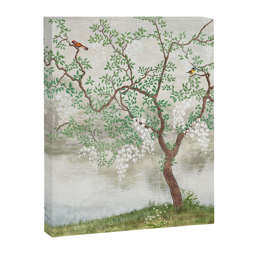 Chinoiserie Cherry Blossom Pagoda Zen Garden Landscape Canvas Print Gallery Image 6