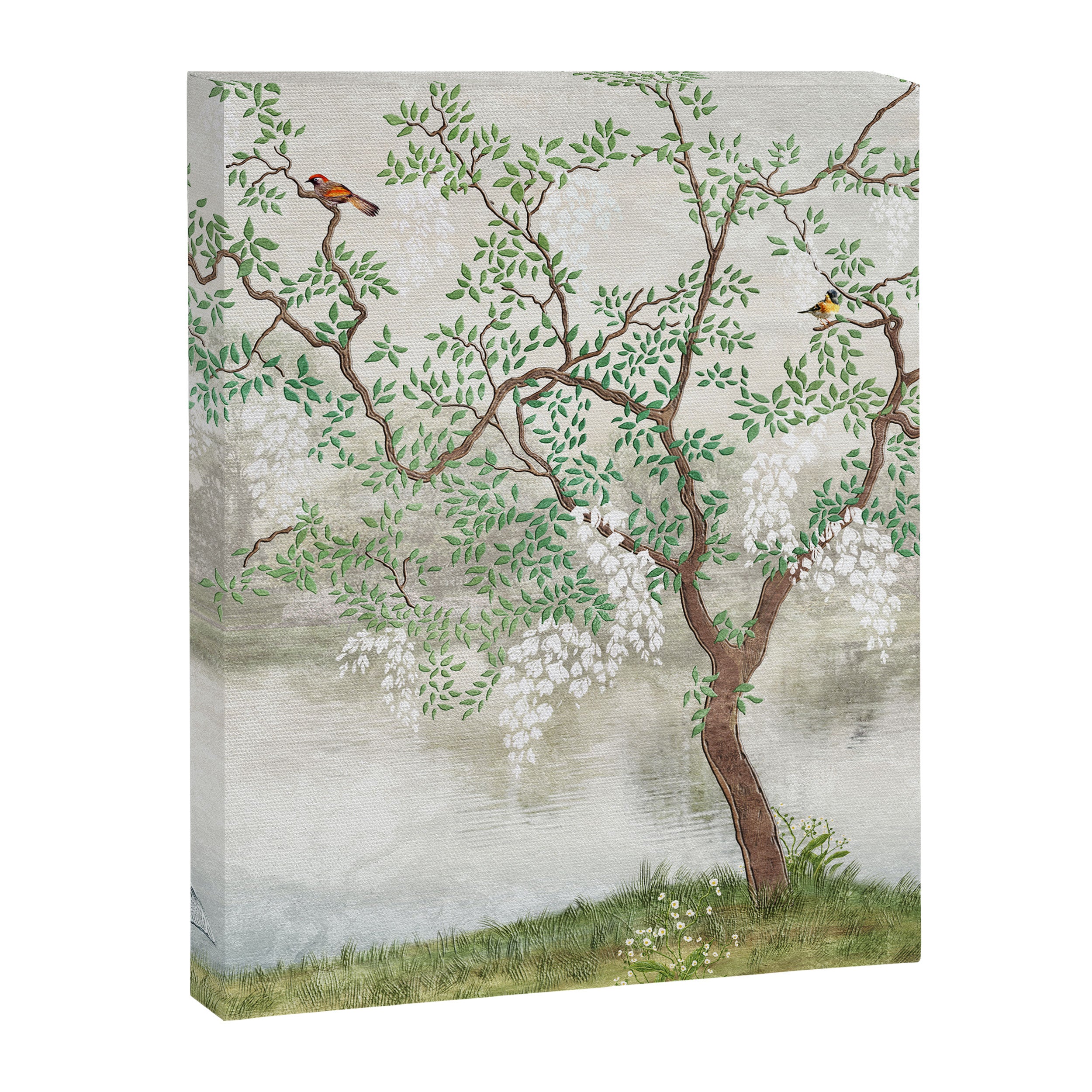 Chinoiserie Cherry Blossom Pagoda Zen Garden Landscape Canvas Print Gallery Image 6