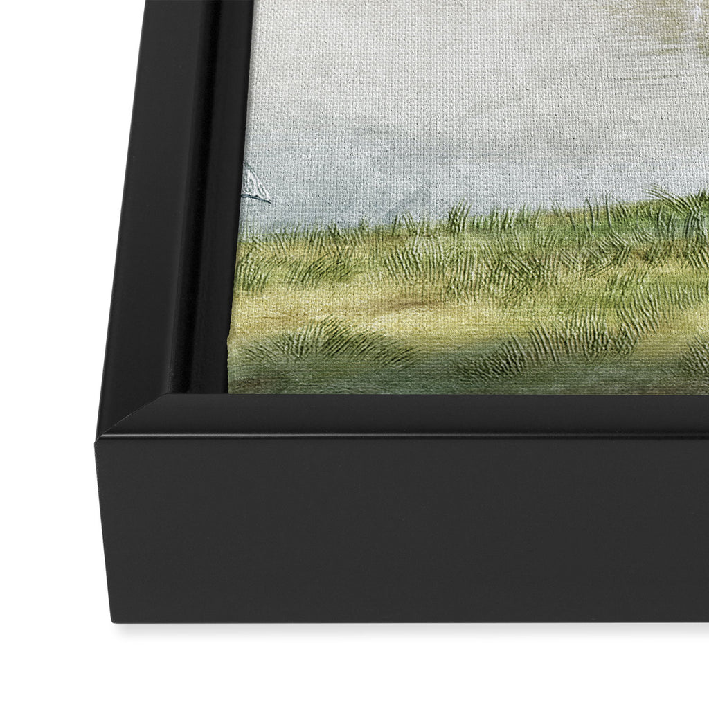 Chinoiserie Cherry Blossom Pagoda Zen Garden Landscape Framed Canvas Print Gallery Image 3
