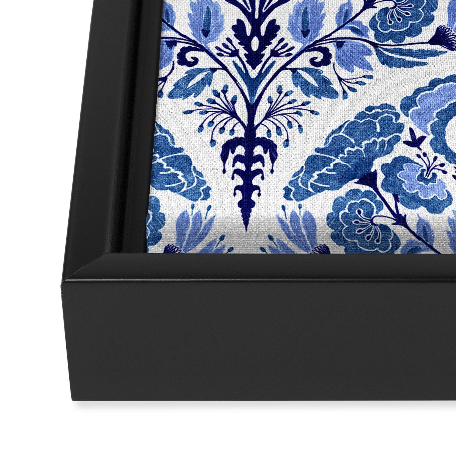 Chinoiserie Damask Porcelain Pattern Framed Canvas Print Gallery Image 3