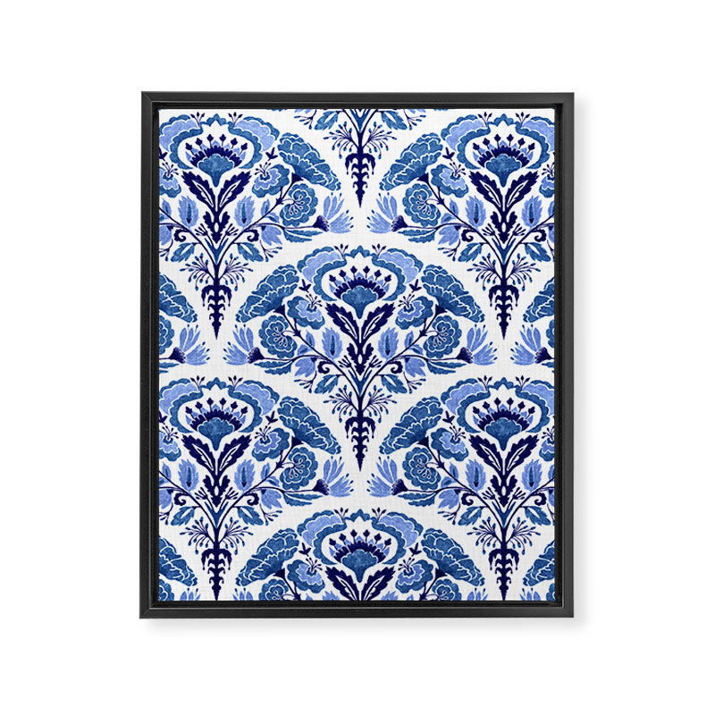 Chinoiserie Damask Porcelain Pattern Framed Canvas Print Gallery Image 8