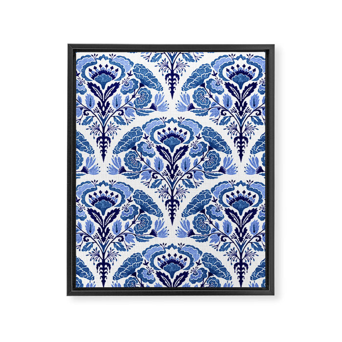 Chinoiserie Damask Porcelain Pattern Framed Canvas Print Gallery Image 1