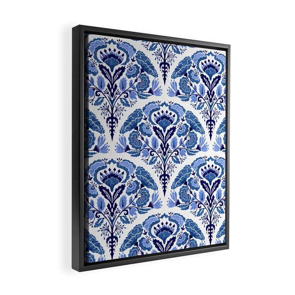 Chinoiserie Damask Porcelain Pattern Framed Canvas Print Gallery Image 2