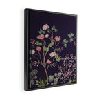 Chinoiserie Dark Blooming Peony Floral Fresco Garden Framed Canvas Print Gallery Image 2