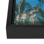 Chinoiserie Exotic Jungle Monkey Peacock Cobalt Blue Fresco Art Framed Canvas Print Gallery Image 3