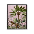 Chinoiserie Exotic Jungle Tiger Zebra Palms Pink Fresco Art Framed Canvas Print Gallery Image 6