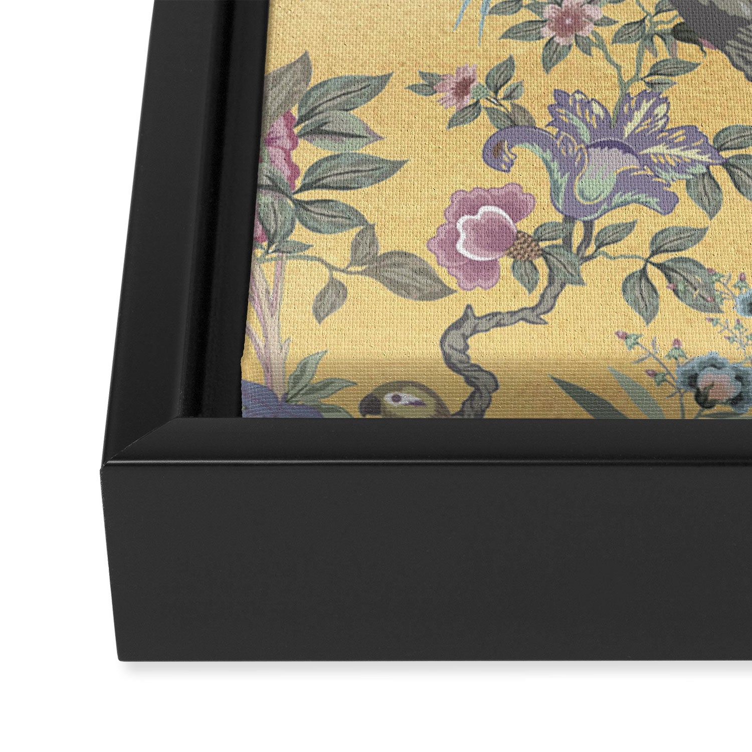 Chinoiserie Golden Gilt Peacock Peony Garden Framed Canvas Print Gallery Image 3