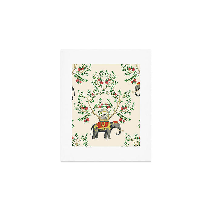 Chinoiserie Indian Elephant & Monkey Exotic Floral Art Print Gallery Image 1