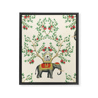 Chinoiserie Indian Elephant & Monkey Exotic Floral Framed Canvas Print Gallery Image 8