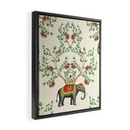 Chinoiserie Indian Elephant & Monkey Exotic Floral Framed Canvas Print Gallery Image 2
