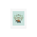 Chinoiserie Indian Elephant & Monkey Exotic Floral Art Print Gallery Image 1